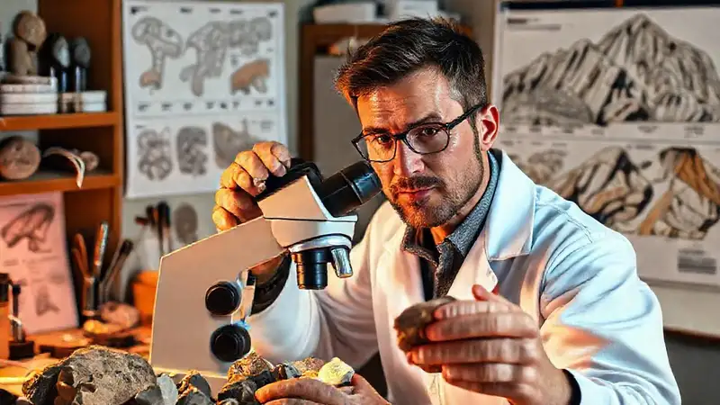 Científico analiza rocas en laboratorio profesional