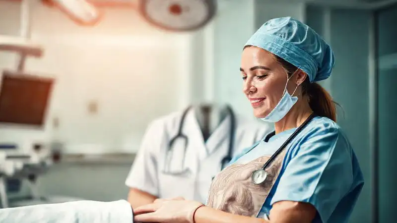 Enfermera cuidando paciente en hospital moderno