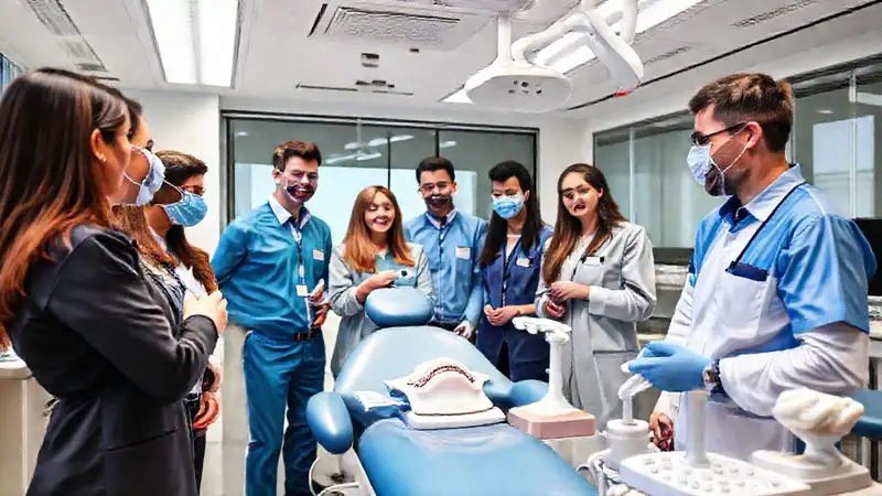 Profesionales dentales en capacitación moderna y activa