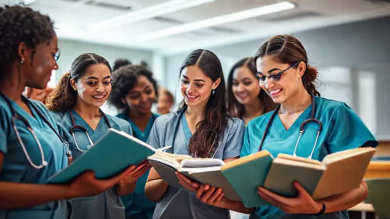 Estudiantes de enfermería estudian en ambiente motivador