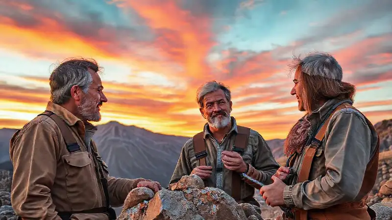 Geólogos unidos resolviendo conflictos en paisaje hermoso