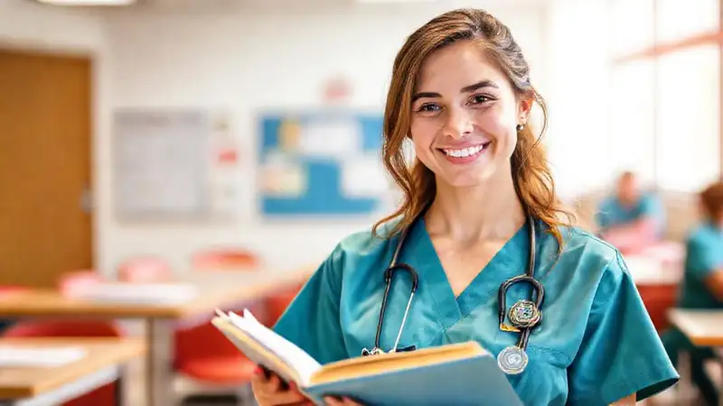 Estudiante de enfermería profesional en aula inspiradora