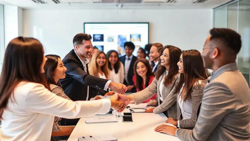 Red de profesionales en oficina moderna y diversa