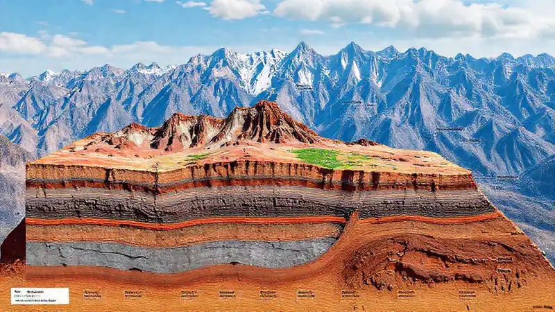 Capas estratigráficas en proyecto geológico