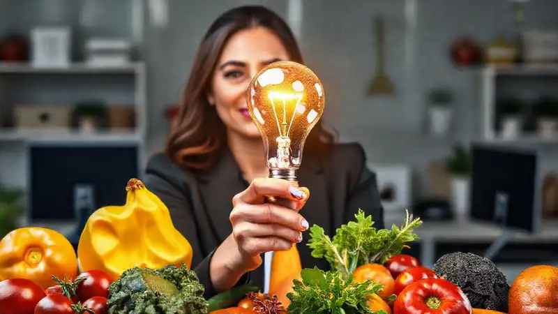 Mujer innovadora lidera con creatividad saludable