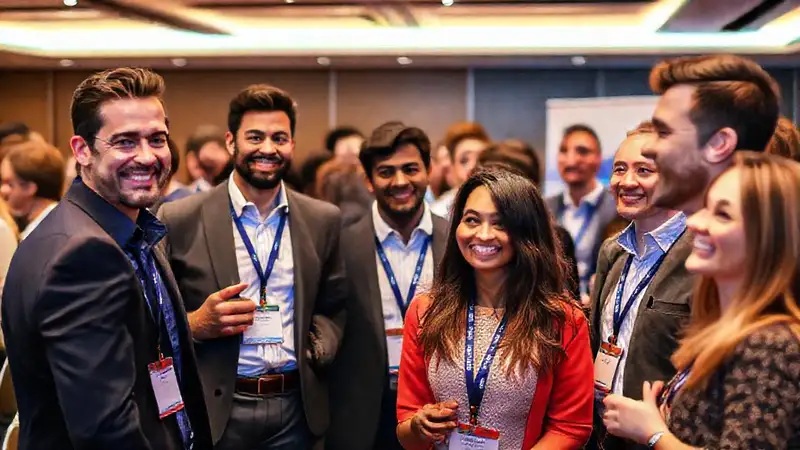 Evento de networking con profesionales diversos y positivos