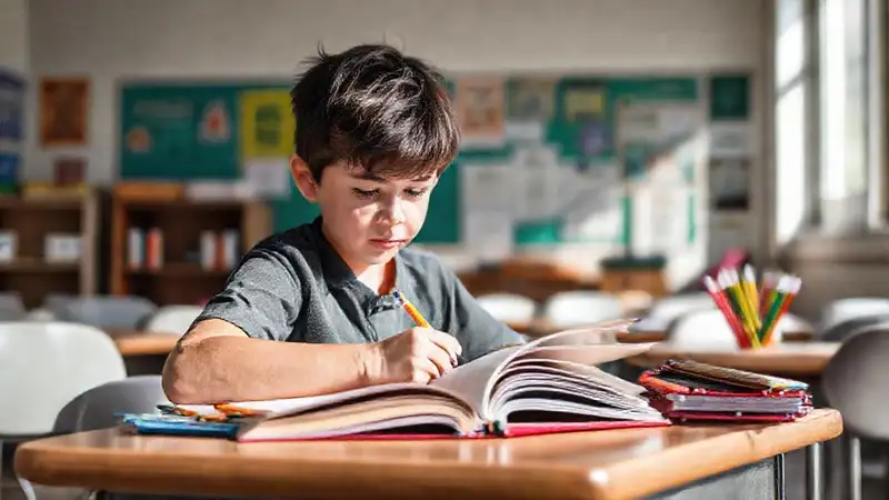 Estudiante estudia en un entorno motivador y tranquilo