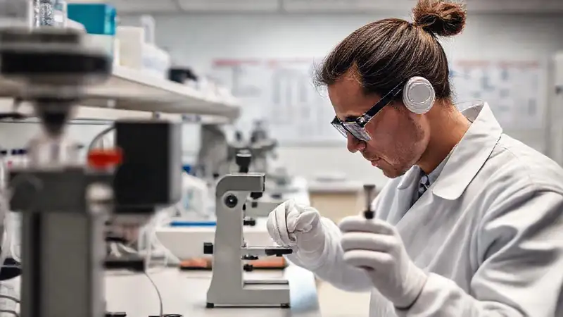 Laboratorio ordenado con científico y precisión