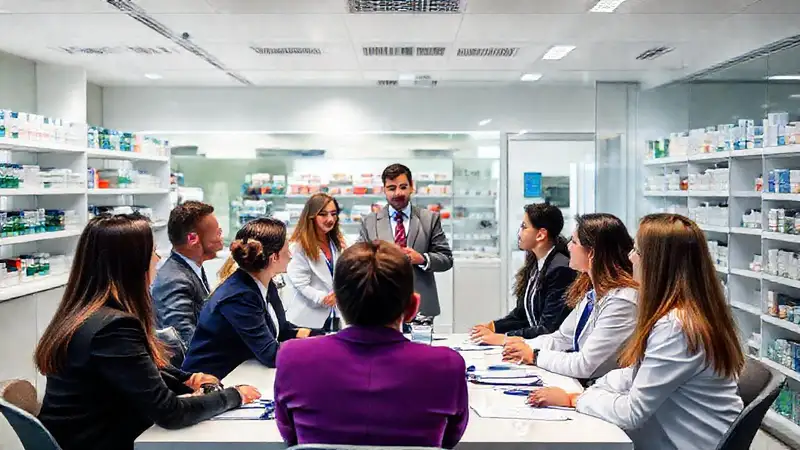 Reunión profesional moderna con liderazgo y colaboración