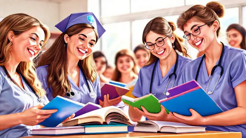 Estudiantes de enfermería motivados en aula brillante