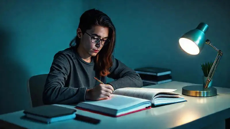 Estudiante concentrado en ambiente tranquilo
