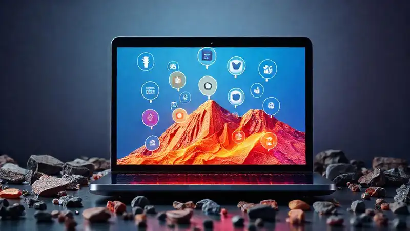 Conceptos digitales de geología y redes sociales