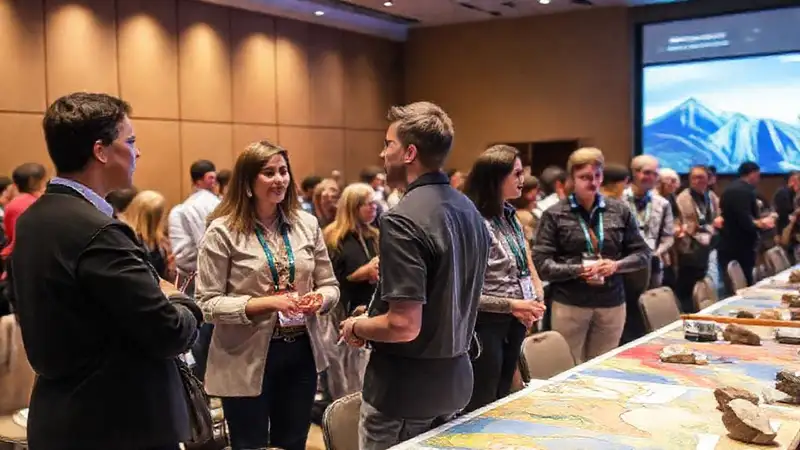Voluntarios discuten en conferencia geológica moderna