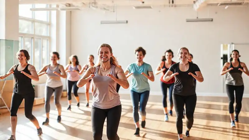 Grupo diverso haciendo ejercicio en gimnasio moderno