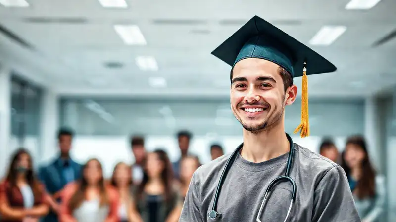 Estudiante de fisioterapia en clínica moderna