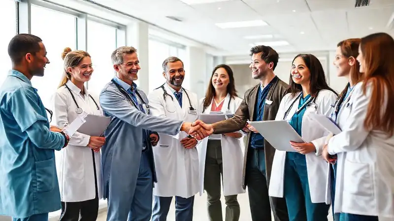 Médicos colaboran en reunión hospitalaria