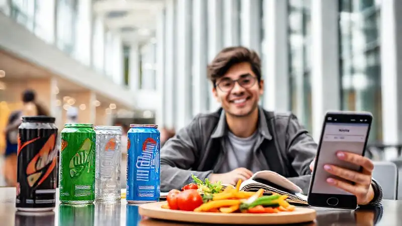 Estudiante saludable y confiado en campus moderno