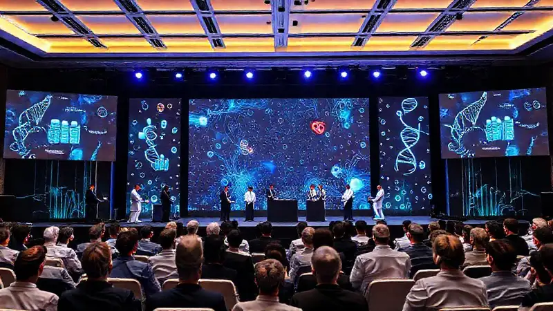 Escenario futurista con expertos y tecnología moderna