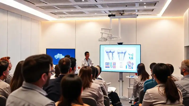 Conferencia dental con profesionales y herramientas modernas