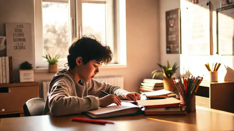 Estudiante concentrado en un ambiente motivador