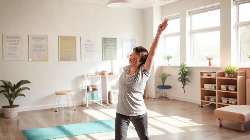 Paciente en terapia con terapeuta motivador y relajado