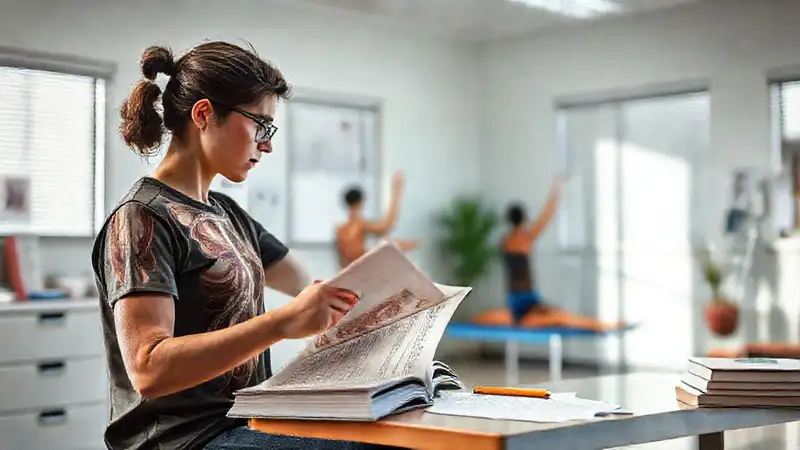 Estudiante estudia anatomía en ambiente motivador