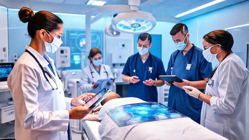 Profesionales médicos con tecnología moderna y avanzada