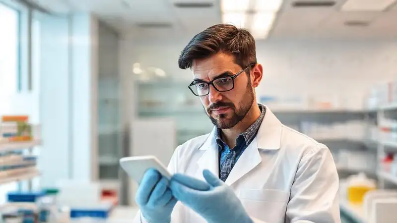 Farmacéutico responsable en laboratorio moderno y ético