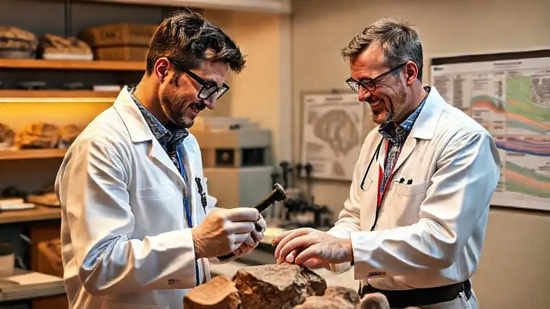 Geólogo analizando rocas en laboratorio profesional