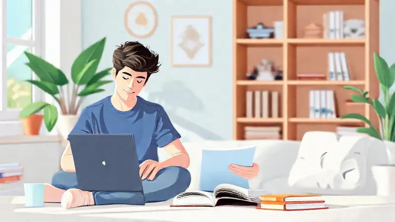 Estudiante enfocado en estudio y ejercicio saludable
