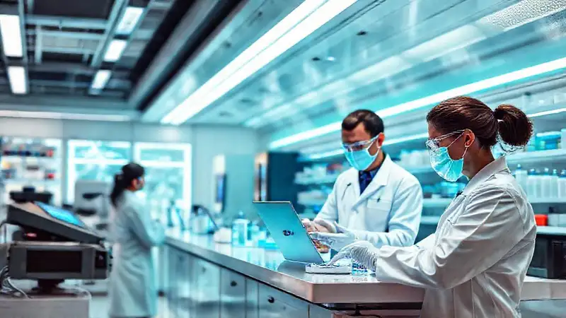 Laboratorio farmacéutico moderno y tecnológico futurista
