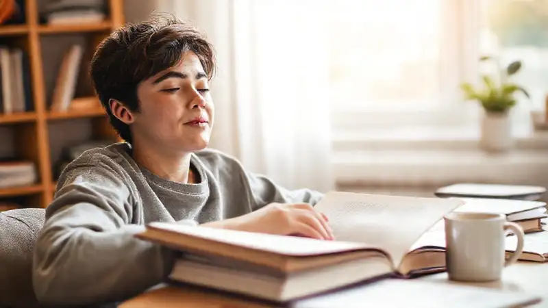 Estudiante concentrado en un entorno acogedor