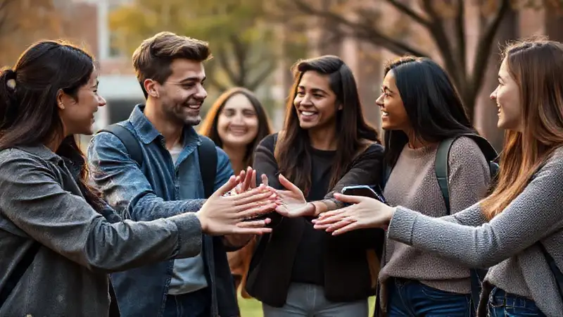 Estudiantes universitarios unidos en un ambiente cálido