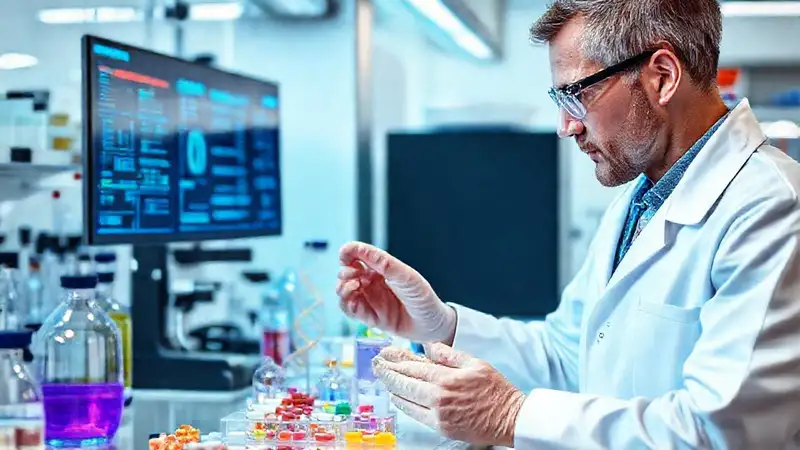 Científico investigando en laboratorio con precisión