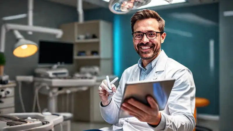 Clínica dental moderna con tecnología y sonrisa