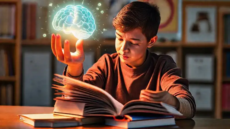 Estudiante estudia, memorización y guía inspiradora