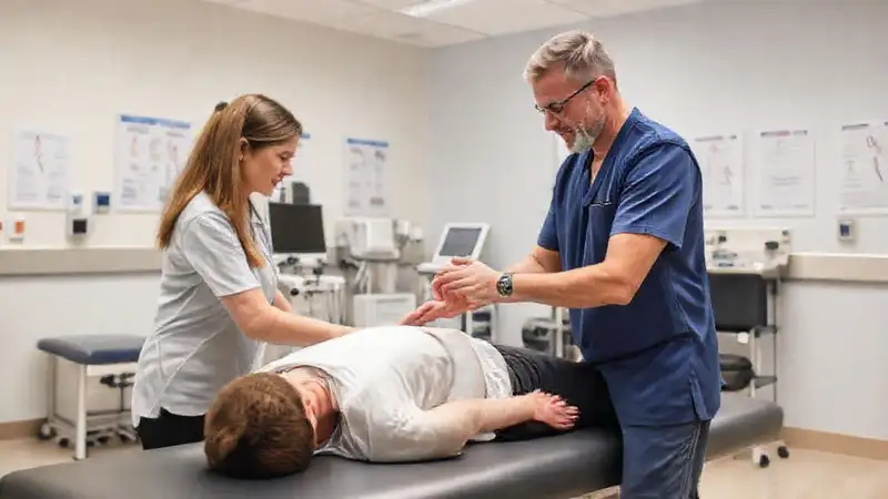 Sesión de fisioterapia con equipo y profesionalismo