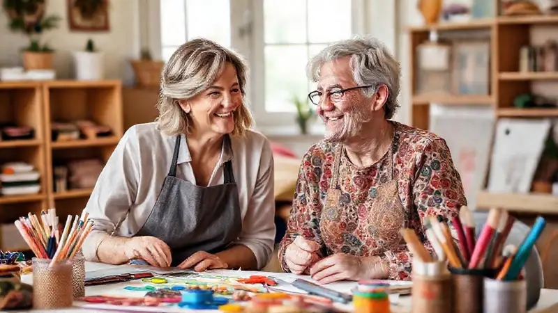 Terapia creativa en ambiente cálido y apoyador