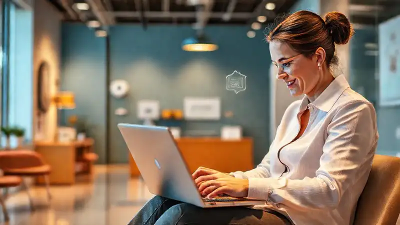 Terapeuta en clínica moderna, enfocada en presencia digital