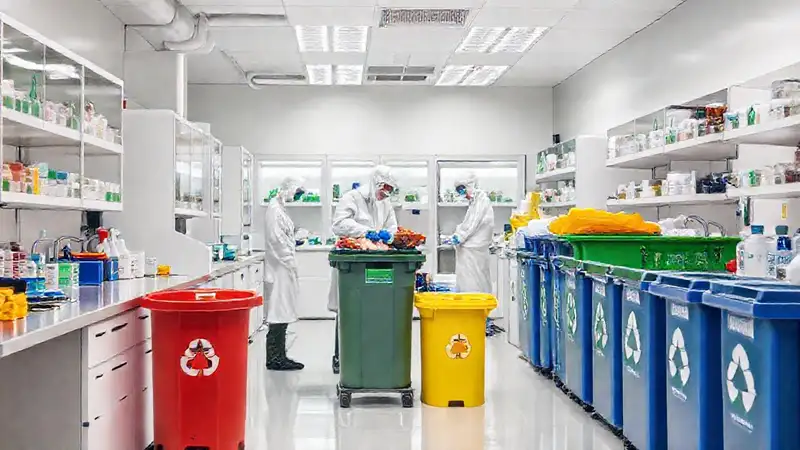 Gestión ecológica de residuos en laboratorio científico