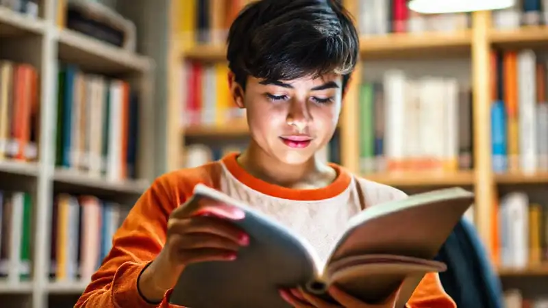 Estudiante leyendo en un entorno inspirador