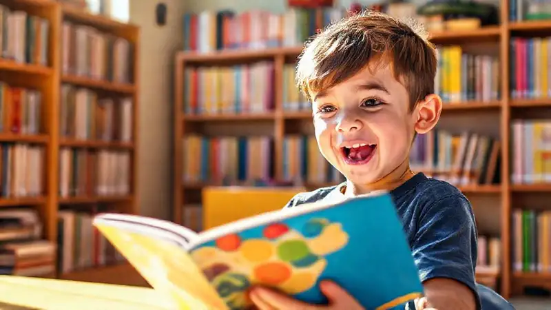 Estudiante leyendo en aula vibrante e inspiradora