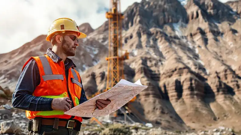 Ingeniero geólogo en terreno montañoso