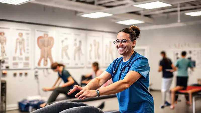 Herramientas y personal en clínica de rehabilitación