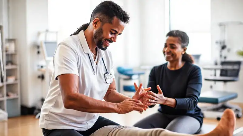 Terapia física en clínica moderna y acogedora