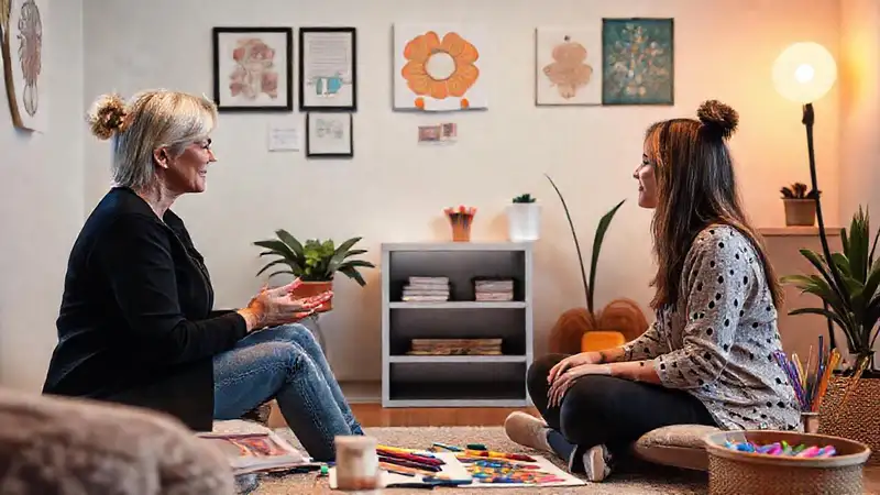 Terapeuta y paciente en ambiente de sanación