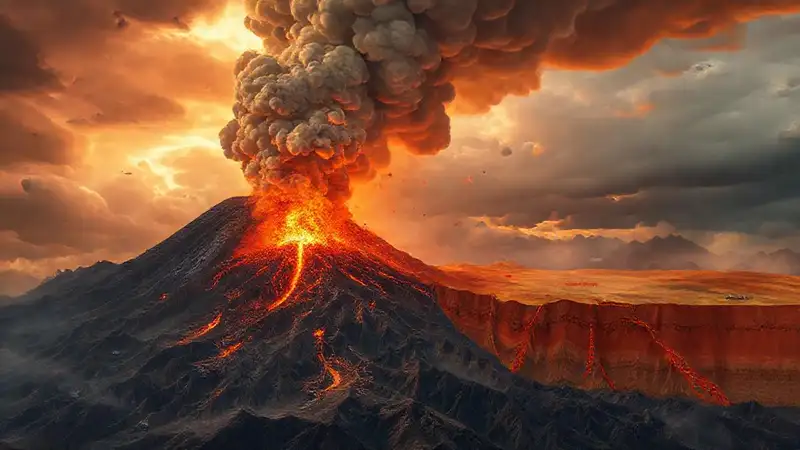 Erupción volcánica y sismos en zonas peligrosas