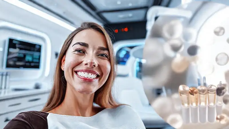 Clínica dental futurista con tecnología avanzada