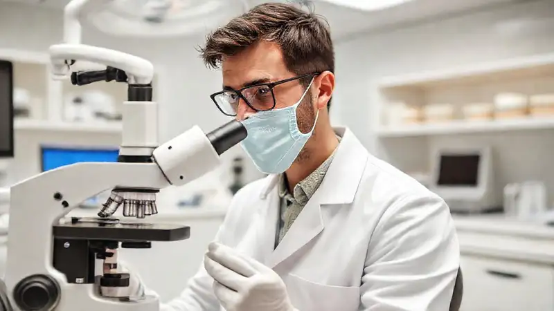 Investigador dental innovador en clínica moderna