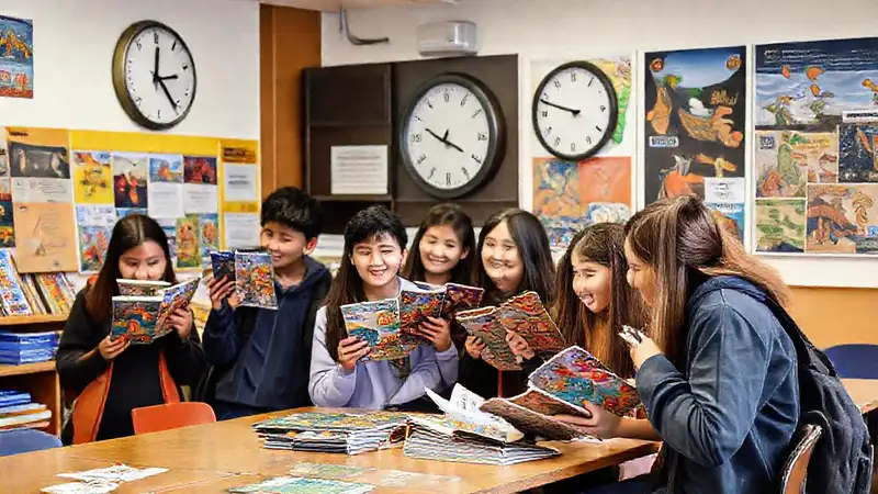 Estudiantes en actividades culturales y ambiente vibrante